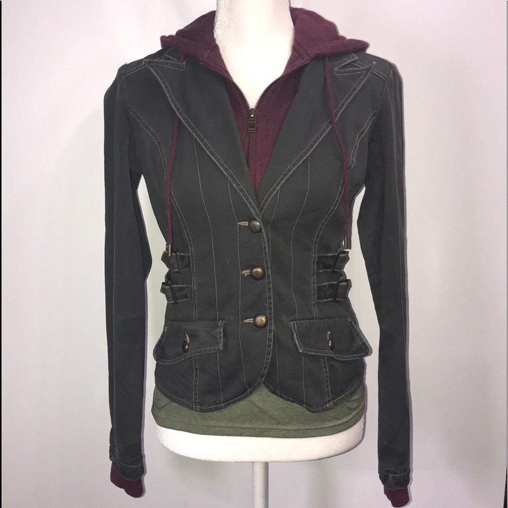 Nori Gray & Maroon Hooded Jacket
